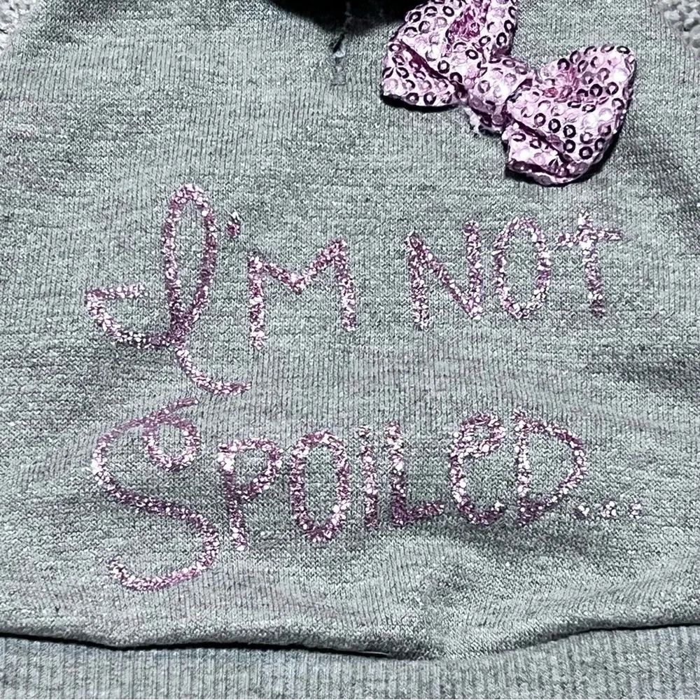 Puppy sweatshirt “I’m not spoiled” with pink bow size XS